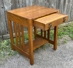 Stickley Brothers Small Slatted Desk/Stand. Signed.